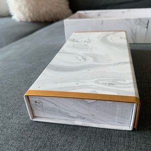 Chic organization boxes - white marble look with gold trim (small & medium box)